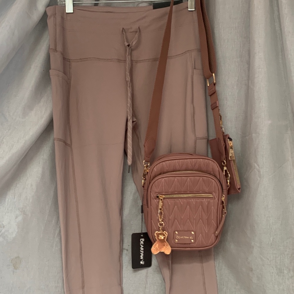 BearPaw Quilted Crossbody Bag in Mauve Brown